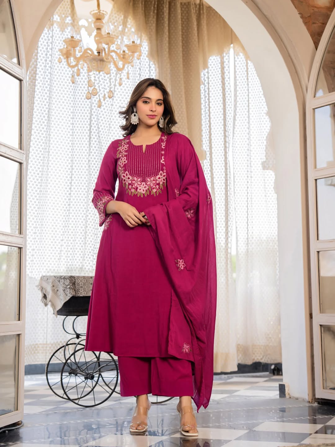 Maroon Silk Suit set