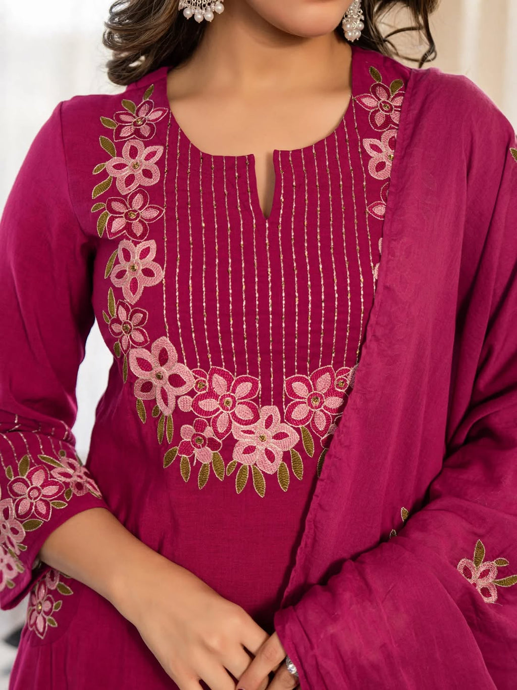 Maroon Silk Suit set