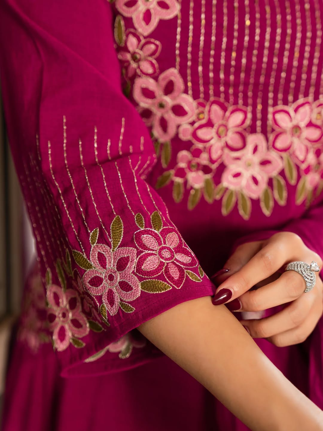 Maroon Silk Suit set